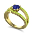 thumbnail image 2 of 2.50 Carat Elegant Round Shape Blue Sapphire & Peridot Gemstone Bridal Ring for Ladies Solid 18K Yellow Gold Size 11.5 by Diamond-Capitals, 2 of 8