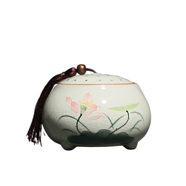Boîte à Thé Glacé avec Couvercle Peint à la Main Chinois Boîte de Rangement Scellée Décoration