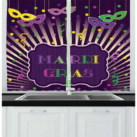 New Orleans Curtains 2 Panels Set Freehand Drawing Of Mardi Gras Themed Cartoon With Colorful Dots And Stripes Window Drapes For Living Room