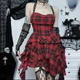 thumbnail image 5 of Y2K Plaid Backless Halter Bodycon Party Dresses Gothic Lace Sleeveless Slim Women Grunge Punk Dresses, 5 of 12
