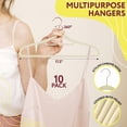 thumbnail image 2 of Beige Thin Velvet Hangers - Pack of 10 Non-Slip Clothes Hangers With 360 Rotating Chrome Hook, Notched Shoulders - Sturdy and Portable Coat Hangers, 2 of 7