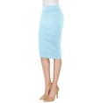 thumbnail image 5 of Made by Johnny Women's Elastic Waist Stretch Bodycon Midi Pencil Skirt Below Knee L LIGHT_BLUE, 5 of 6