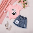 thumbnail image 2 of TOWED22 Girls Summer 2 Piece Outfits Short Sleeve Butterfly Print Tops and Denim Jean Skirt Sets Kids Tracksuits 3-7 Years(N,2-3 Y), 2 of 4