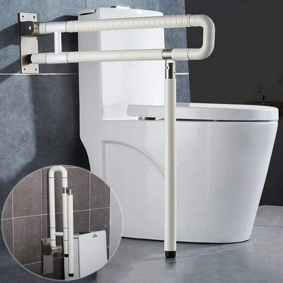 Handicap Rails Foldable Toilet Grab Bar Handles Bathroom Seat Support Bars Flip-Up Grab Arm Hand Grips Safety Handrails for Elderly Disabled Pregnant Anti Slip Shower Assist Aid
