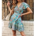 thumbnail image 5 of Robes Mini Florales pour Femmes Robe Courte d'Été Col en V pour Dames Tenue de Plage Grande Taille, 5 of 5