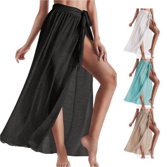 Cover Up Skirt Open Front Swimsuit Wrap Cover Ups Summer Beach Skirts with Slit for Women plus Size Bathing Suit Cover Ups for Women