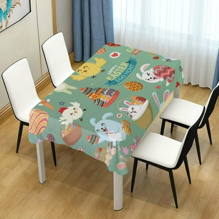 

Hyjoy Easter Bunny Egg Chick Rectangle Tablecloth Spill-Proof Polyester Table Cloth Table Cover for Kitchen Dining Picnic Holiday Party Decoration 60x108 Inch