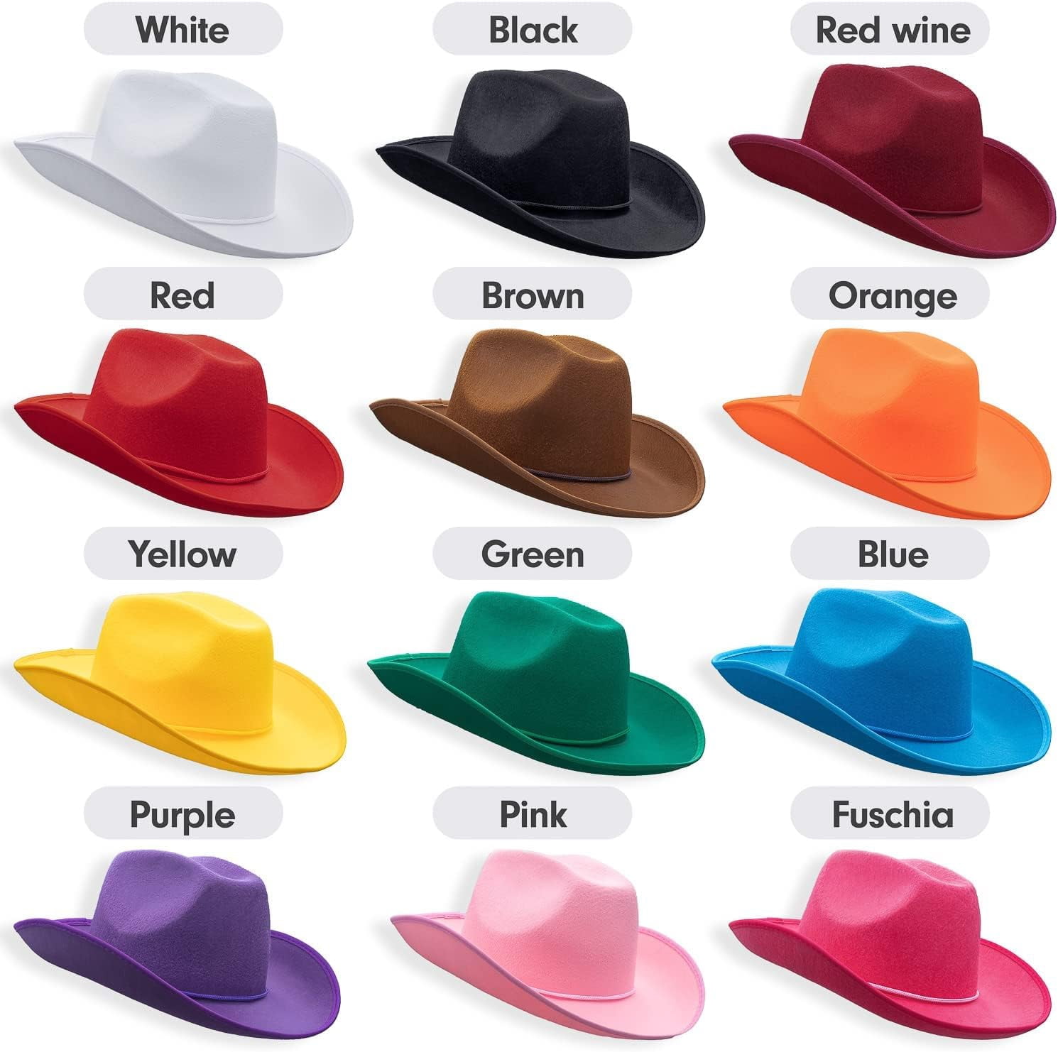Plain Felt Cowboy & Cowgirl Hat for Men, Women, and Teens  display picture 2