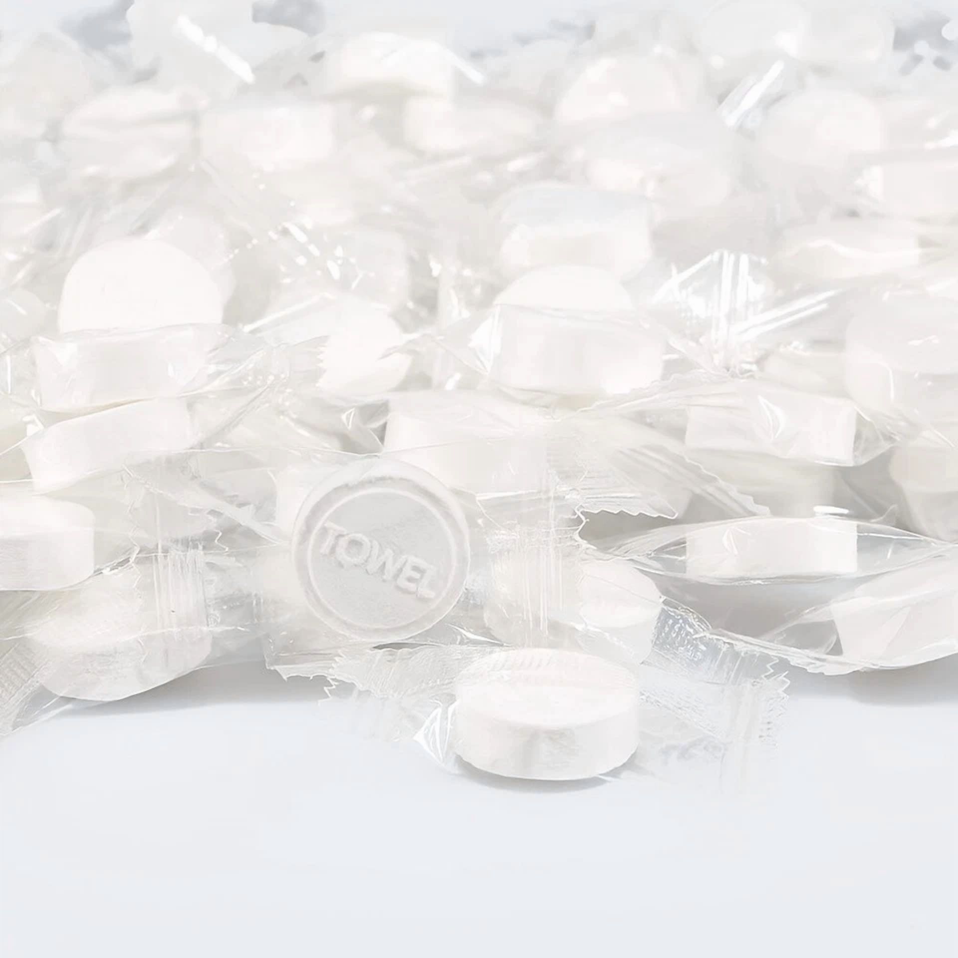 BUTTERFLY- 100 Pack Disposable Compressed Towel Tablets Cotton Wipes Home Travel Tissue