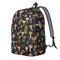 thumbnail image 2 of Mushroom and Fern Black Pattern Backpack for School, Cute School Bag with Adjustable Shoulder Straps and Padded Back, 15.7"x11.8"x5.5", 2 of 5