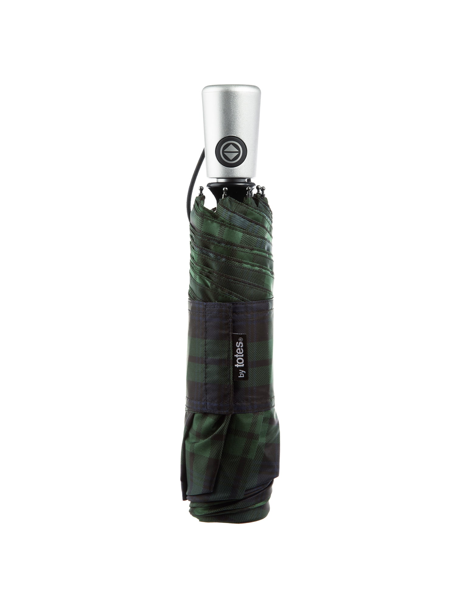 Totes One-Touch Auto Open Close Umbrella With Sunguard, Multi Plaid