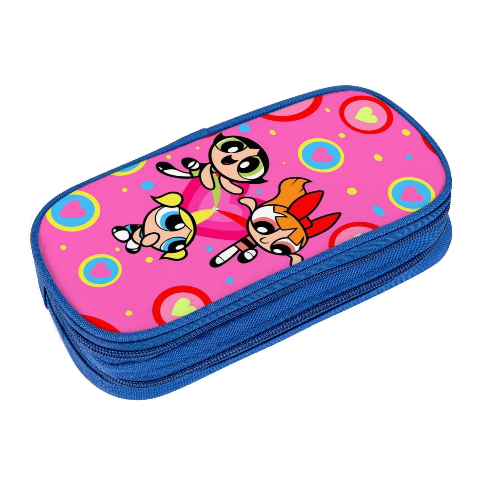The Powerpuff Gi-rls Pencil Case Large Capacity Pencil Pouch Penbag Office Stationery Organizer Travel Makeup Bag Blue