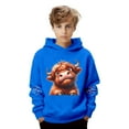 thumbnail image 6 of MAIHAN Teen Girl Hoodies Highland Cow Warmth Cozy Pullovers Long Sleeve Boys Christmas Hoodies Sherpa Lined Cute Casual Fall Winter Sweatshirts(Blue,7-8 Years), 6 of 6