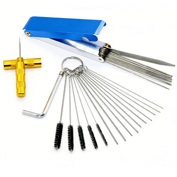 Stainless Steel Carburetor Cleaning Kit, Professional Torch Tip Cleaner Set with Needles & Brushes for Motorcycle, ATV, Chainsaw & Welder, Includes Storage Case(RL 1 Set)