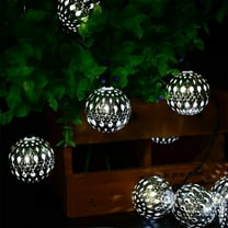 Christmas LED String Lights Moroccan Ball Iron Hollow Small Ball Lights Holiday Outdoor Indoor Decorative Lighting for Party Garden Tree