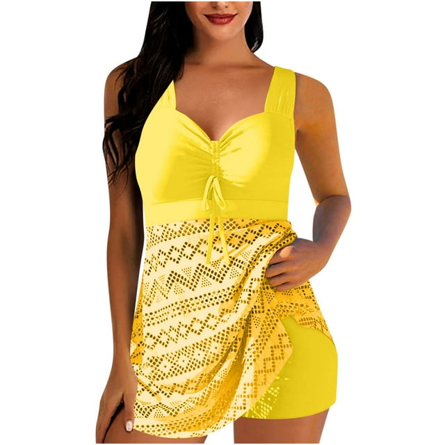Bikinis for Women Womens Conservative Solid Color Hollowed Out Camisole Split Swimsuit Set