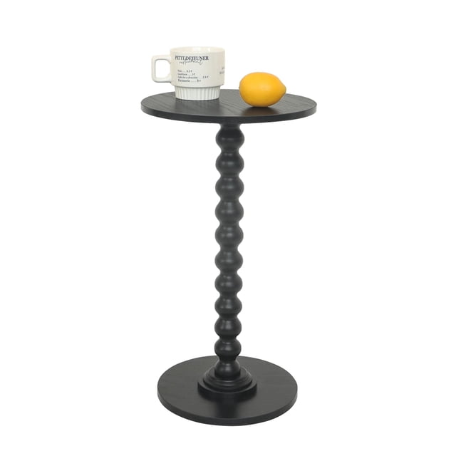 Mesa auxiliar Fultyle, redonda, pequeña, para bebidas, color negro