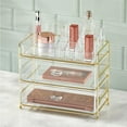 thumbnail image 2 of mDesign Plastic Cosmetic Storage Organizer Caddy, 16 Section - Soft Brass/Clear, 2 of 7