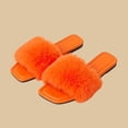 thumbnail image 3 of Xfvqtps Womens Flat Sandals Fluffy Open Square Toe Breathable Non Slip Outdoor Indoor Comfort Casual Slide, 3 of 7