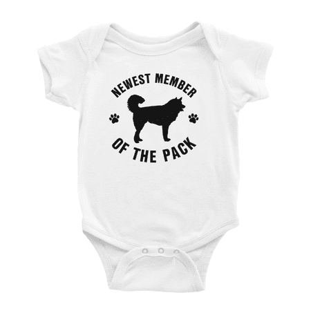 

Newest Member of The Pack Alaskan Malamute Dog Cute Baby Jumpsuits Boy Girl