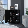 thumbnail image 5 of Modern Black Bar Cart with Cabinet Cubbies and Shelves for Kitchen and Living Room Storage, 5 of 6