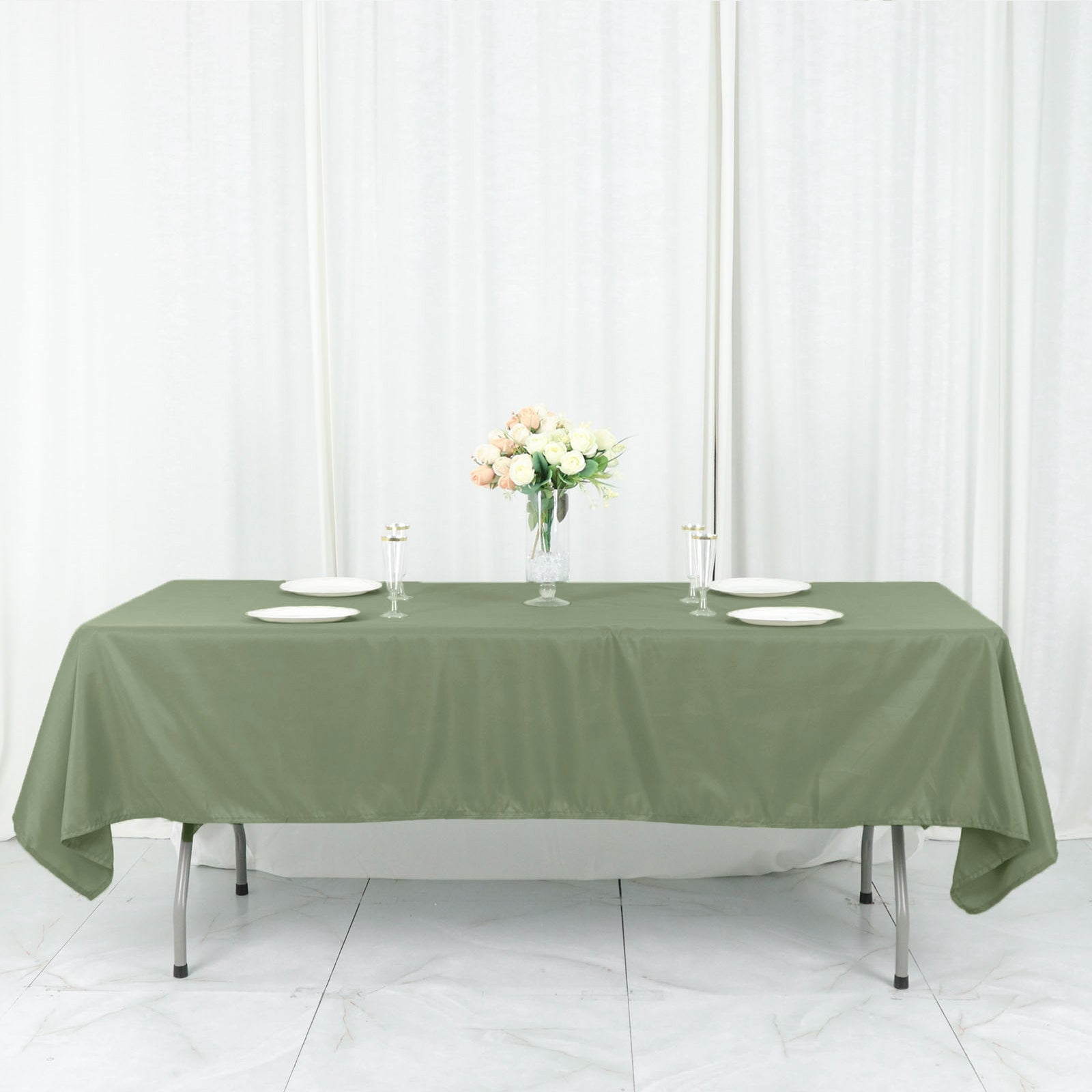 Efavormart 60"x102" Eucalyptus Sage Green Wholesale Linens Rectangle Polyester Tablecloths ...