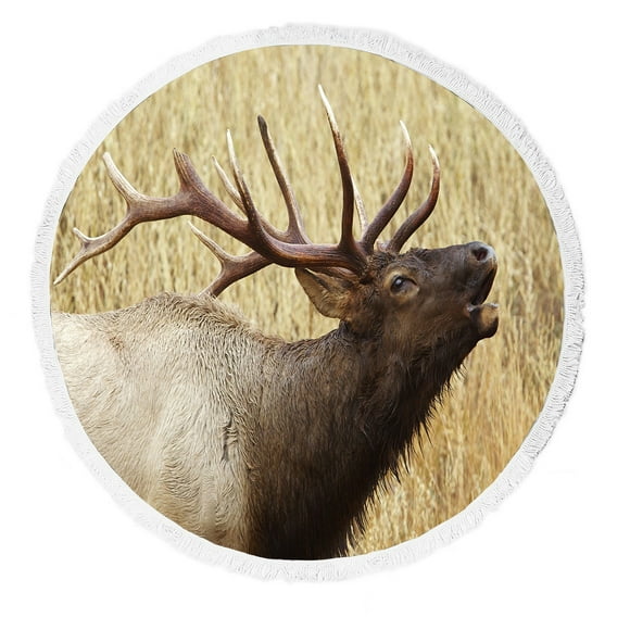 EREHome Bull Elk Stag Bugling Calling Rocky Mountain Cervus Canadensis Beach Towel Beach Blanket Beach Yoga Mat