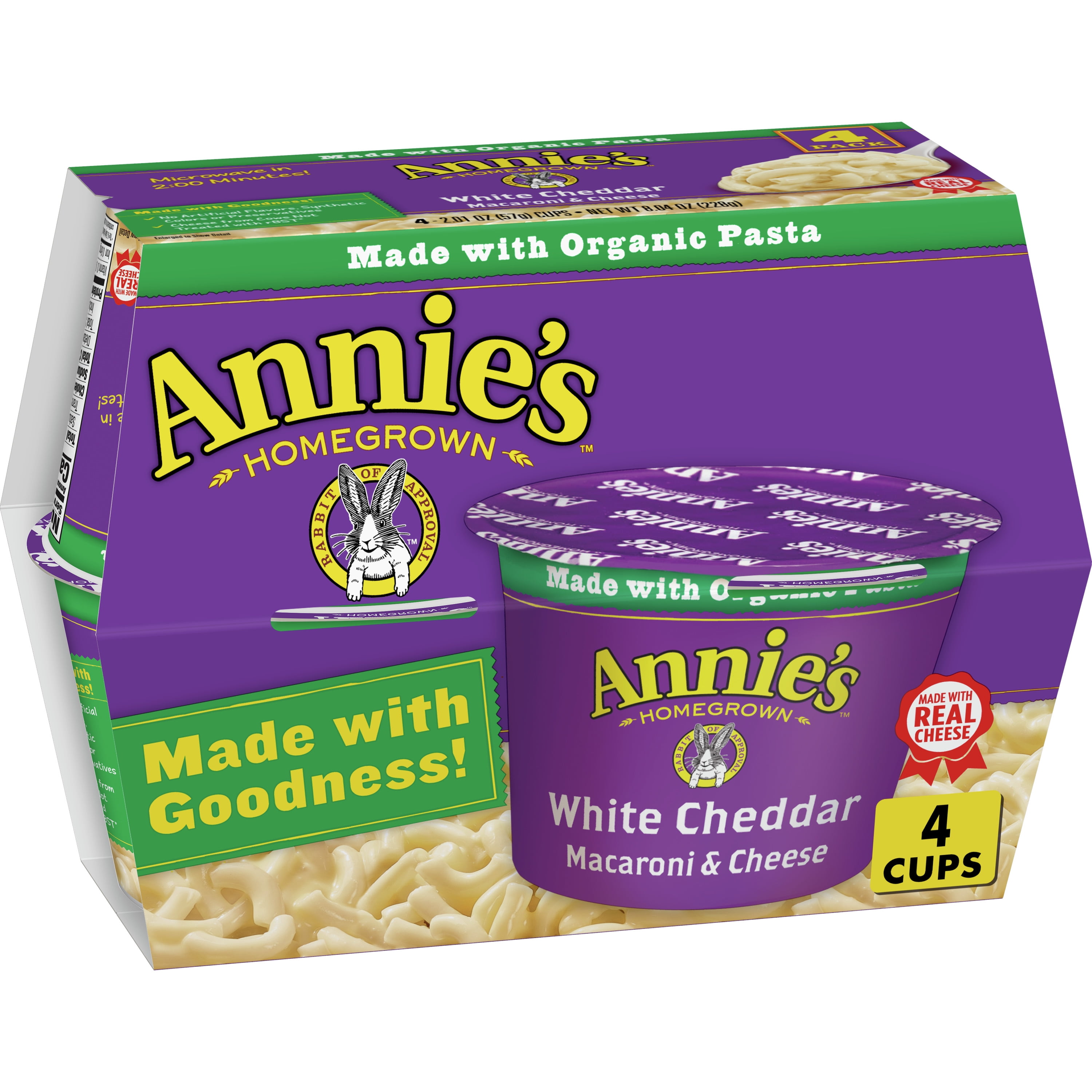 Annie's Real Aged White Cheddar Macaroni & Cheese, 4 ct, 8.04 oz