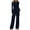 Navy, variant on TIANZEN Casual Neck Button Down Long Sleeve Top With Wide Leg Trousers Comfortable Wear Outfit Formal Dresses with Pants Wedding Suits Women