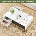 thumbnail image 3 of M optimized Coffee Table for Living Room, Faux Marble Coffee Table with 4 Drawers and Glass Doors Storage, Modern Aesthetic Fluted Panel Design, 3 of 8