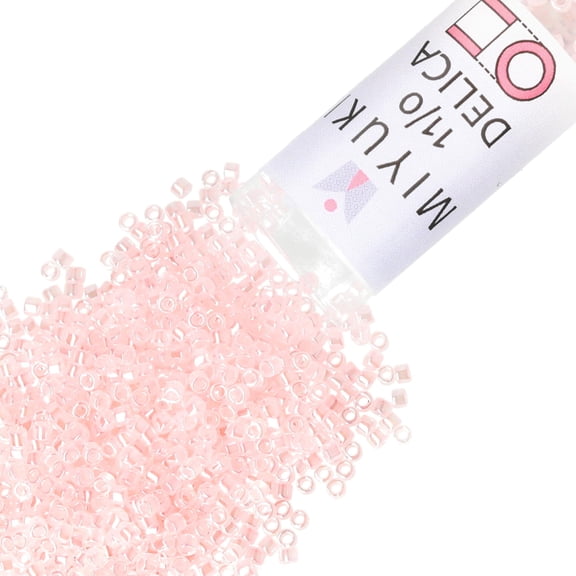 Miyuki Delica Seed Beads – Size 11/0 (1.6 mm), DB0234, Crystal/Pale Salmon-Lined, 7.2 g, Approx. 1440 Beads
