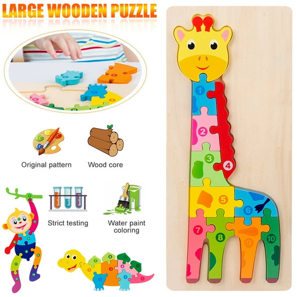 Amerteer Large Wooden Puzzles for Toddlers, Animal Jigsaw Puzzles for