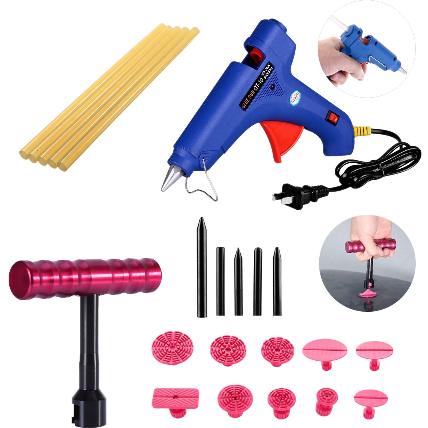 Dent Puller Tools Dent Lifter with 20W Hot Melt Glue Gun Pro Glue