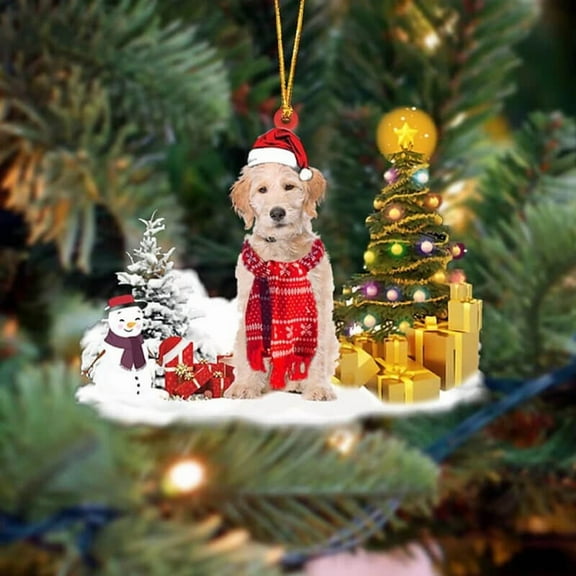 Acrylic 2D FLAT Holiday Tree Decoration Labradoodle Christmas Ornament LK190