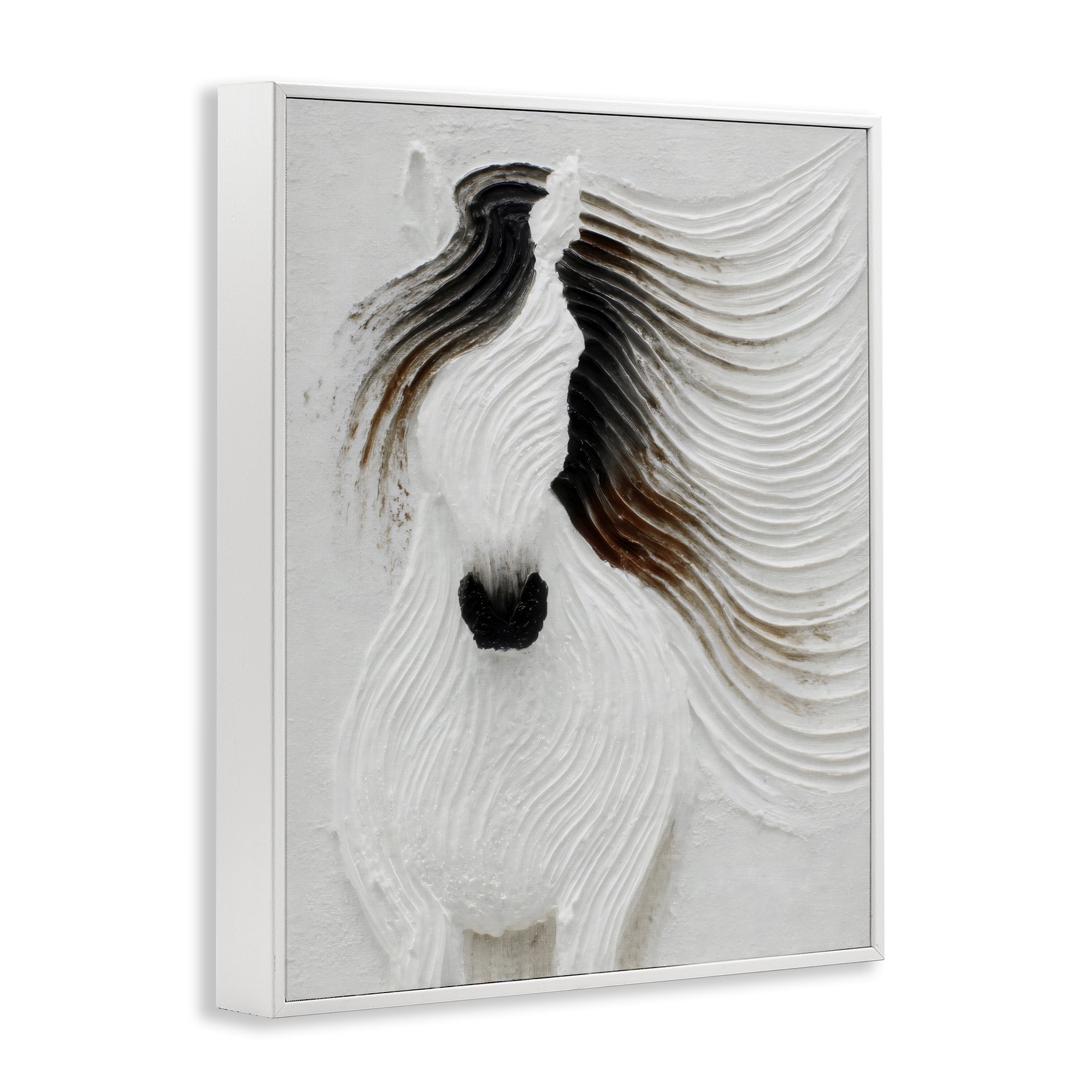 Stupell Industries Grooved Horse in Flowing Motion White Framed Giclee Art, design by Ink Drop Loft