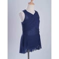 thumbnail image 3 of vastwit Girls Rhinestones Cutout Sleeveless Lyrical Dance Dress Figure Skating Performance Ballet Latin Jazz Dancewear Navy Blue 14, 3 of 7