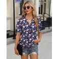 thumbnail image 3 of Camisa IECCP con la bandera estadounidense para mujer, cuello en V, manga abullonada, 3 of 4