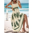thumbnail image 2 of Womens Square Neck Boho Maxi Dress Casual Long Spring Summer Dresses Sundresses Beach Vacation 2025 White & Green M, 2 of 6