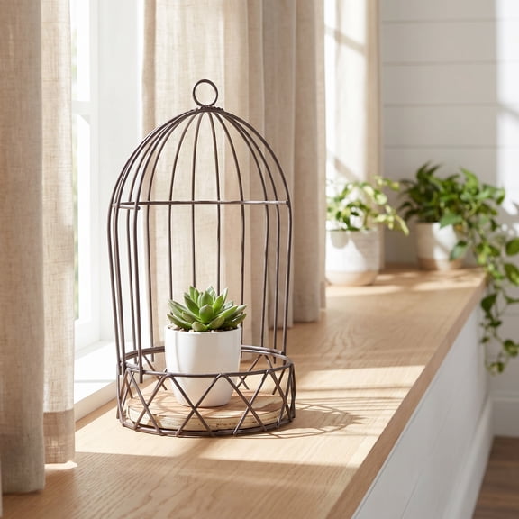 OFFIGAM Black Metal Birdcage Adornment Unique Shape for Festival Decoration 1Pc
