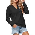 thumbnail image 2 of Lightweight V Neck Sweatshirts for Women 2025 Long Sleeve Casual Plain Sweatshirt Pullover Tops Fall Winter Outfits, 2 of 6