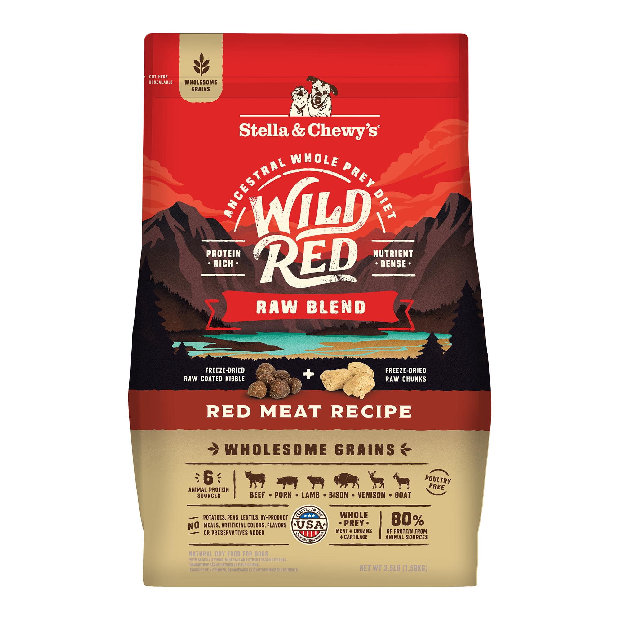 Stella & Chewy's Wild Red Raw Blend High Protein Wholesome Grains Red Meat Recipe Dry Dog Food, 3.5 lbs.