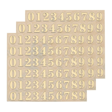 Uxcell 3 Sheets 3mm 0.12 inch Mini Number Stickers, Number 0-9 Sticker, Gold
