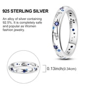 MULA Original Sparkling Starry Night 925 Sterling Silver Finger Ring Blue Cubic Zirconia Hypoallergenic For Women Jewelry Birthday Gift Size 4