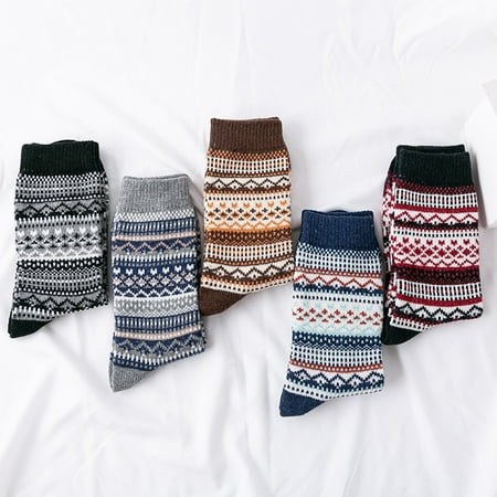 

Beechoice 5 Pairs Womens Wool Socks Vintage Soft Cabin Warm Socks Thick Knit Cozy Winter Socks for Women Gifts