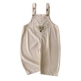 thumbnail image 2 of Toddler Boy Girl Soft Corduroy Suspender Pants Kids Overalls Loose Retro Fall Adjustable Button Overalls with Pocket Khaki 9-12Month, 2 of 4