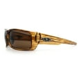 thumbnail image 6 of Classic Winged Skull 90s Wrap Around Sport Biker Plastic Rectangular Sunglasses Brown Stripe - Brown, 6 of 8