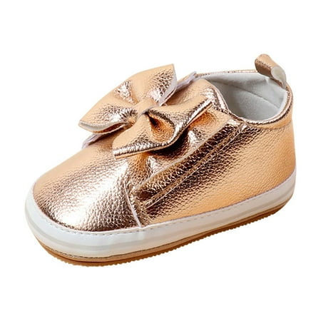 

Meresysid Toddler Infant Kids Newborn Baby s New Summer Bow Wear Non-slip Breathable Sweat Baby Sports Soft Soled Shoes Gold