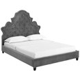 thumbnail image 2 of Modway Valentina Queen Tufted Nailhead Performance Velvet Platform Bed in Gray, 2 of 5