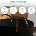 thumbnail image 4 of XLarge Round Cotton Rope Storage Basket Bin Organizer Laundry Hamper with Leather Handles, 21 x 21 x 14, Extra Large Blanket Woven Toy Basket for Baby Nursery - Black, 4 of 5