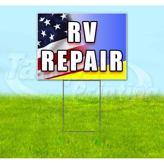 Rv Repair (18" x 24") Yard Sign, Includes Metal Step Stake